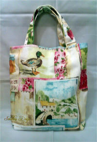 Shopping Bag, country canvas, duck, village pond